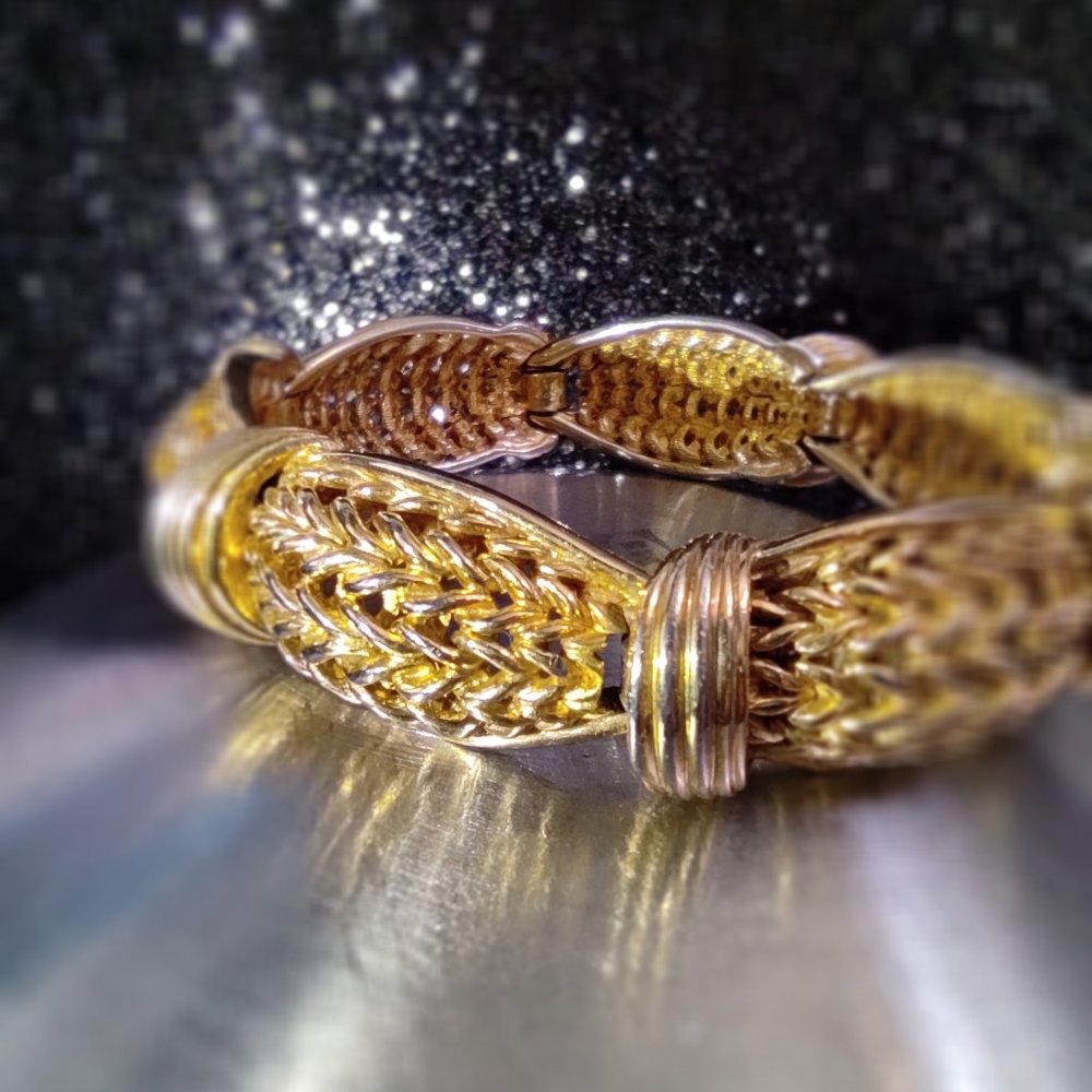 Vintage signed Boucher bracelet Chunky 22K gold plated link bracelet